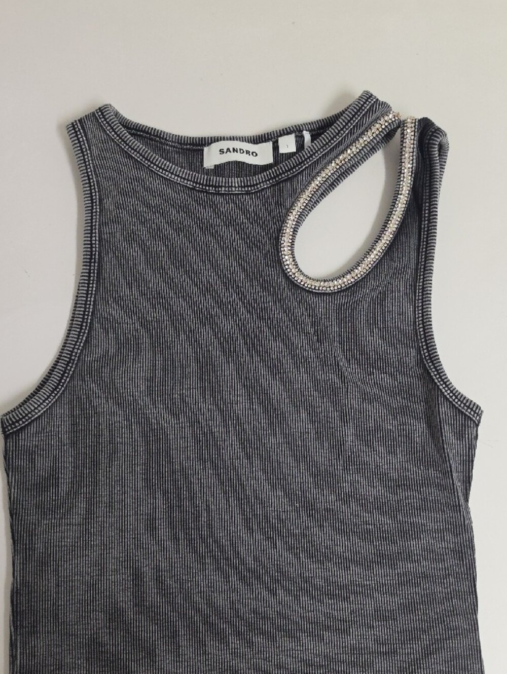 SANDRO Rhinestone One-Shoulder Bodysuit - Picture 4 of 12